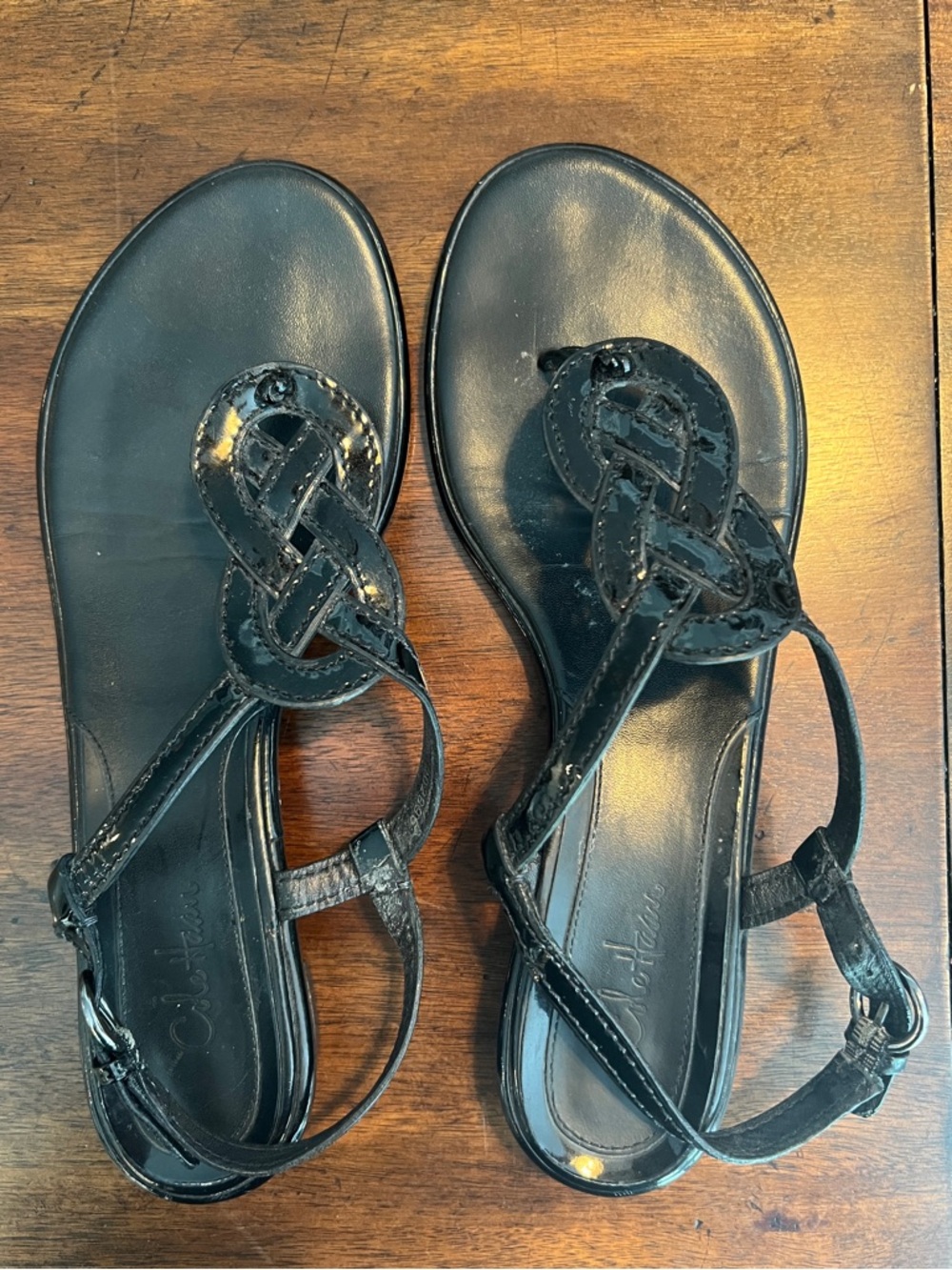 Cole Haan Leather Thong Sandals Black Womens Flats Beach Resort 8